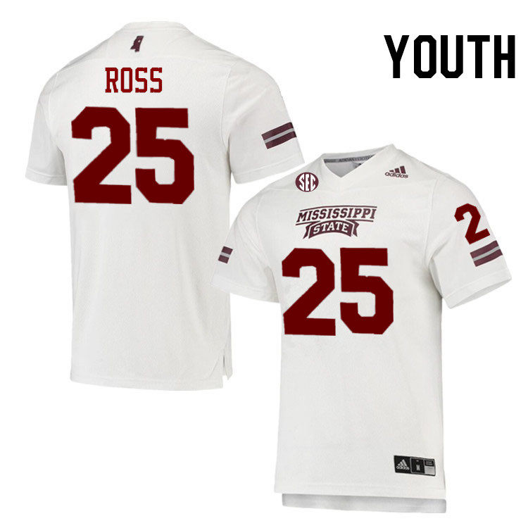 Youth #25 Marcus Ross Mississippi State Bulldogs College Football Jerseys Stitched-White